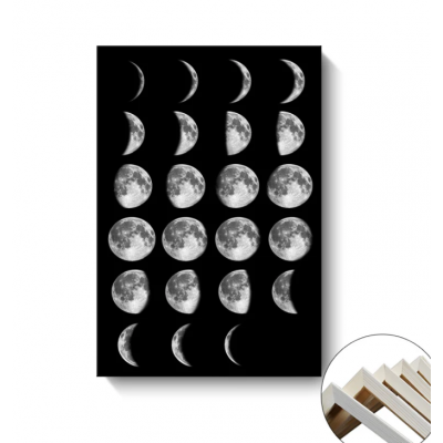 Minimalist Full Moon Canvas Paintings Black White